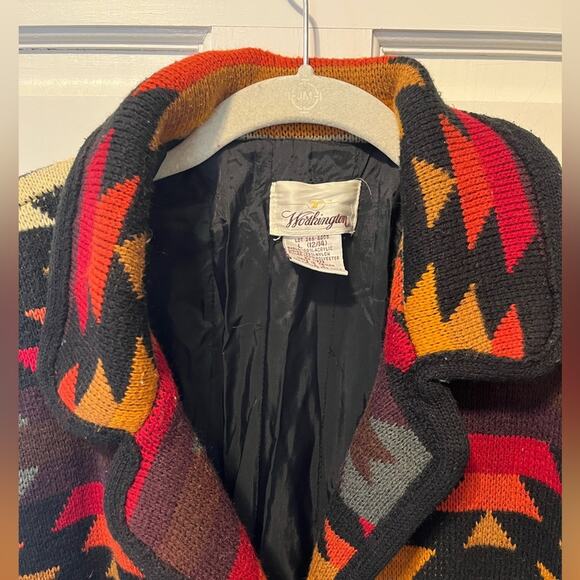 VTG Worthington Aztec southwestern knit Patterned cardigan Jacket - Picture 2 of 6